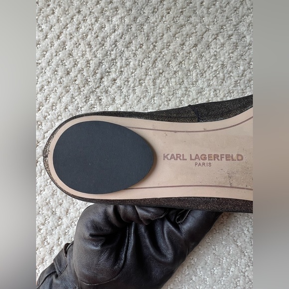 Karl Lagerfeld Paris Lebois Metallic Suede Stitched Ballet Flats - Picture 6 of 9
